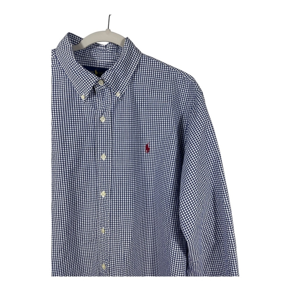 Ralph Lauren Button Down Oxford Shirt Men XL Blue White Gingham Long Sleeve XL - Picture 2 of 6